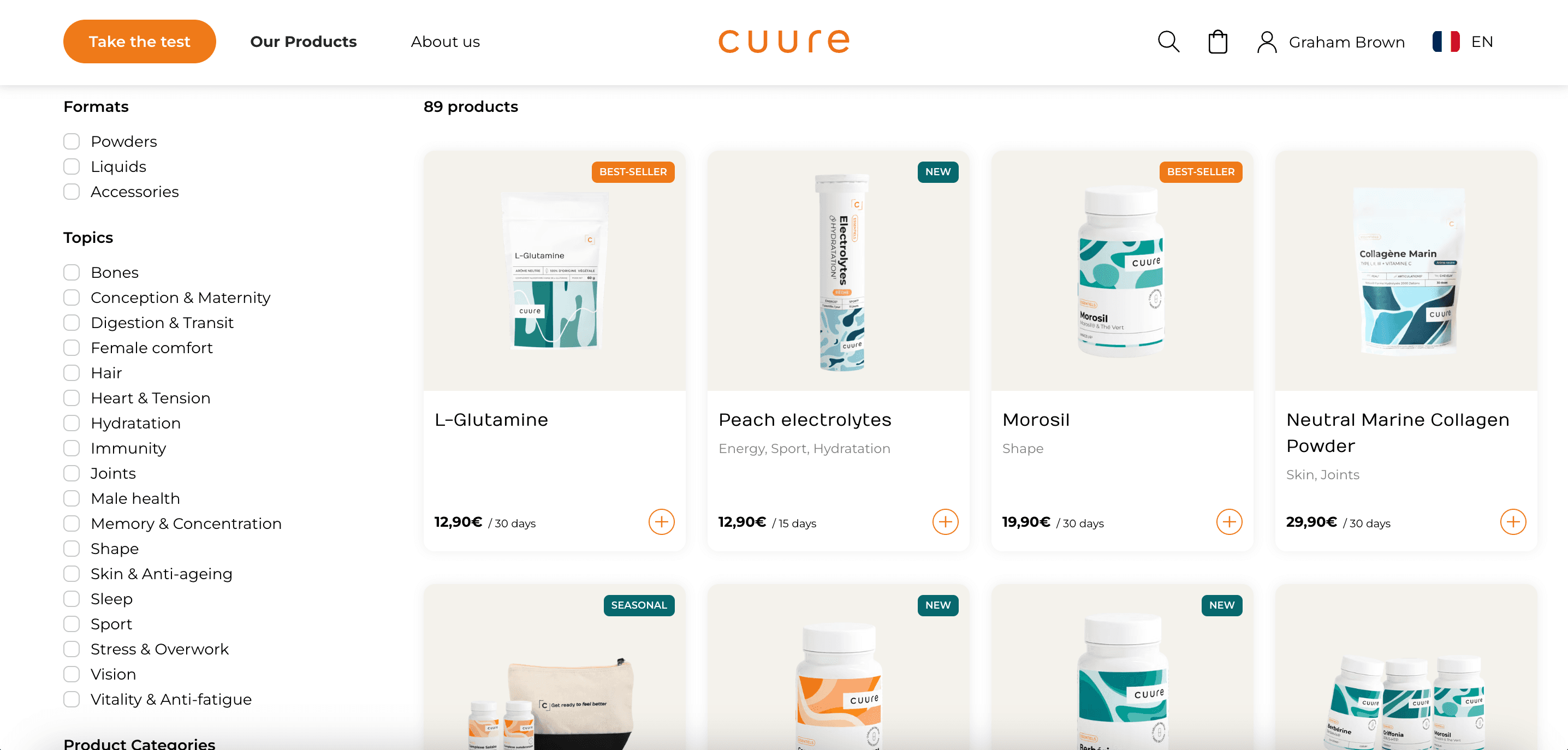 Cuure product recommendation