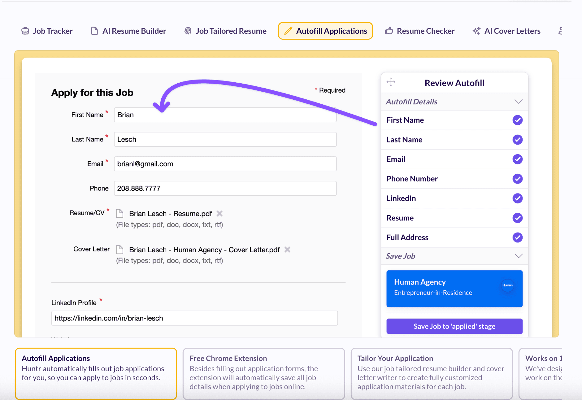 Huntr browser extension